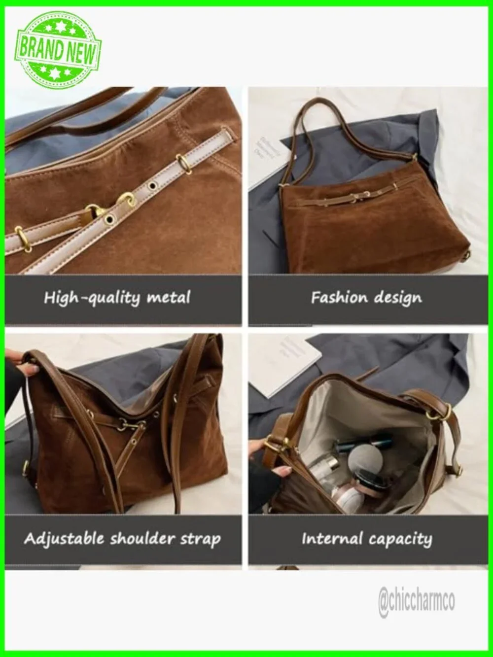 Large Convertible Suede Tote Backpack, Adjustable Strap, Magnetic Closure